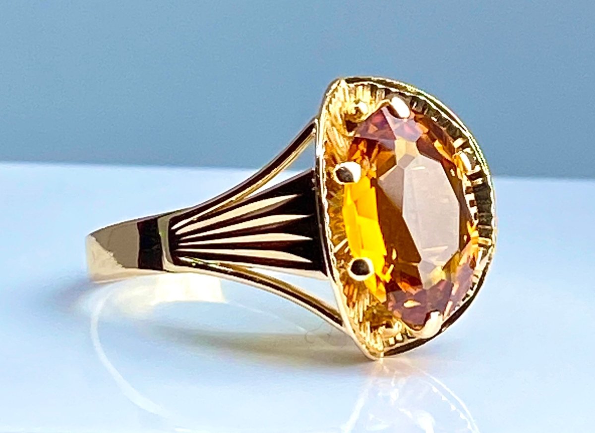 Bague Cocktail en or rose et citrine - Castafiore