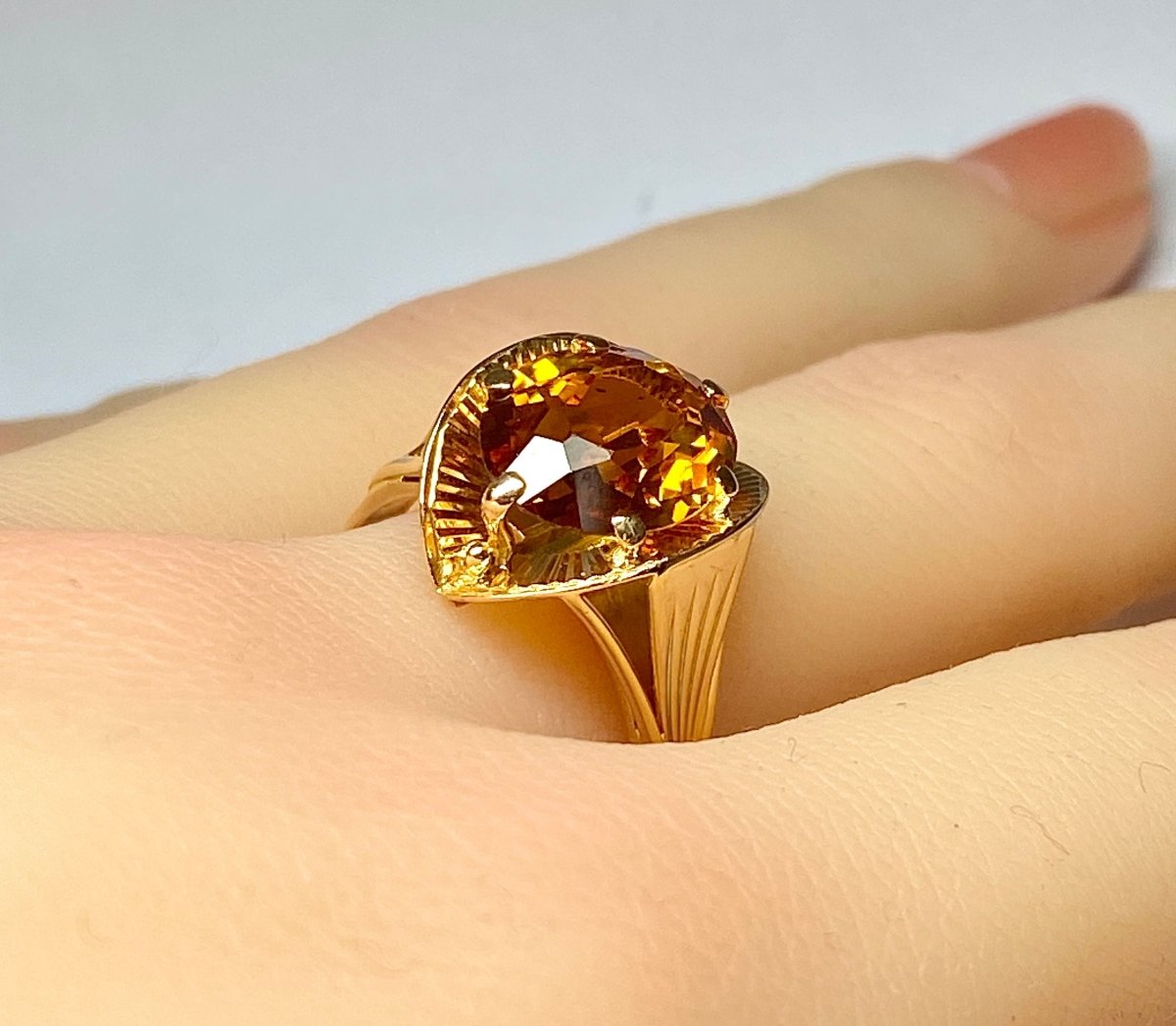 Bague Cocktail en or rose et citrine - Castafiore