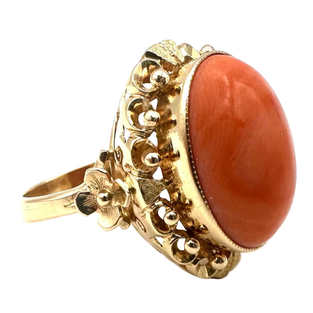 Bague Cocktail en or rose et corail - Castafiore