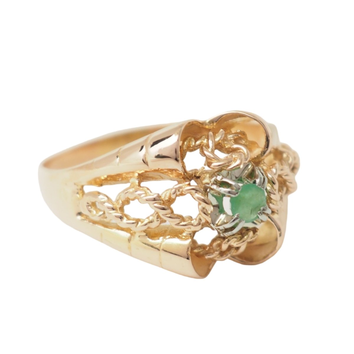 Bague Cocktail en or rose et émeraude - Castafiore