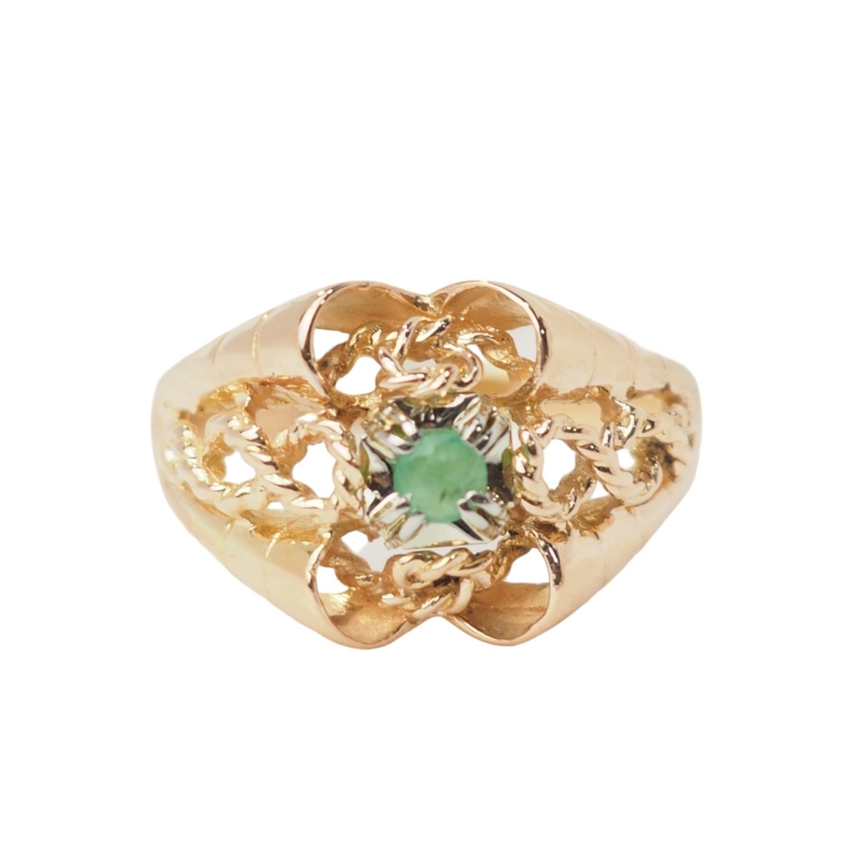 Bague Cocktail en or rose et émeraude - Castafiore