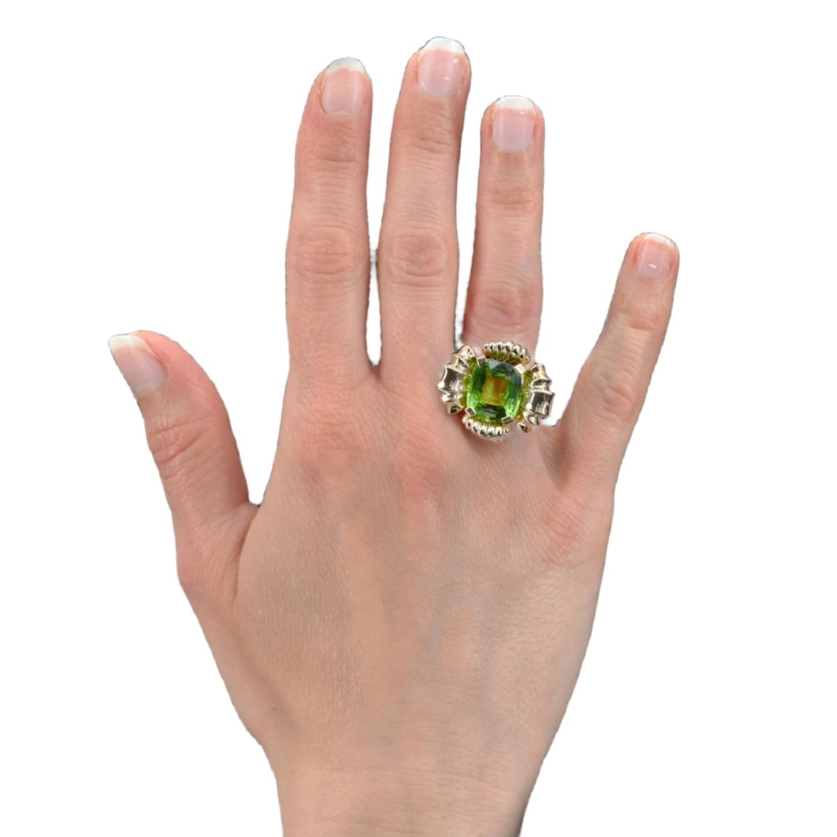 Bague Cocktail en or rose et péridot - Castafiore