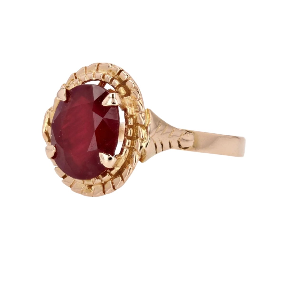 Bague Cocktail en or rose et rubis - Castafiore