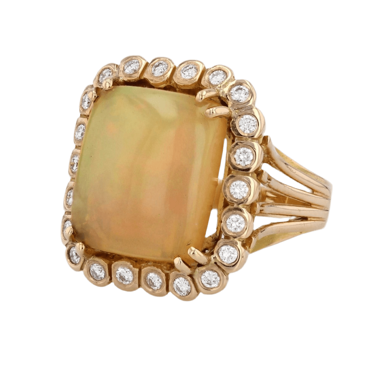 Bague Cocktail en or rose, opale et diamants - Castafiore