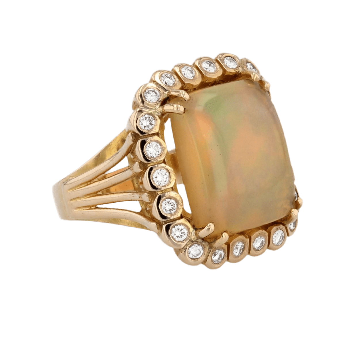 Bague Cocktail en or rose, opale et diamants - Castafiore