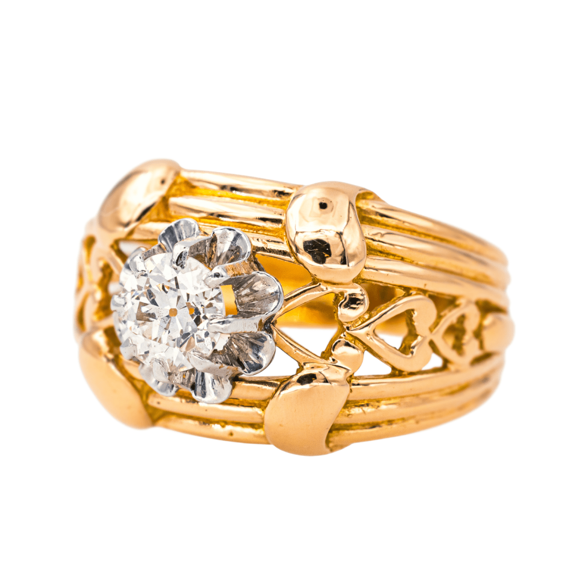 Bague Cocktail en or rose, platine et diamant - Castafiore