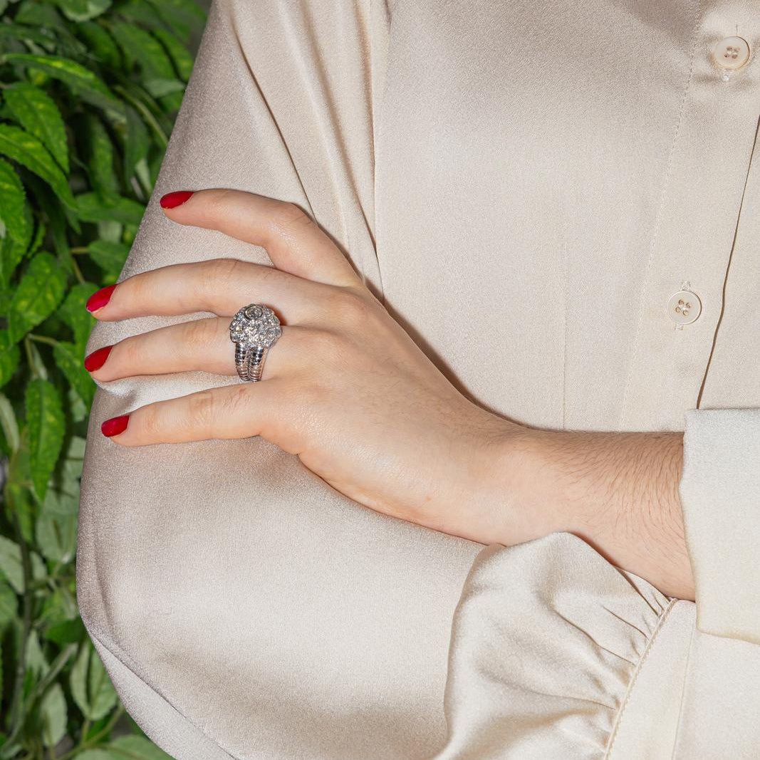 Bague Cocktail en platine et diamants - Castafiore