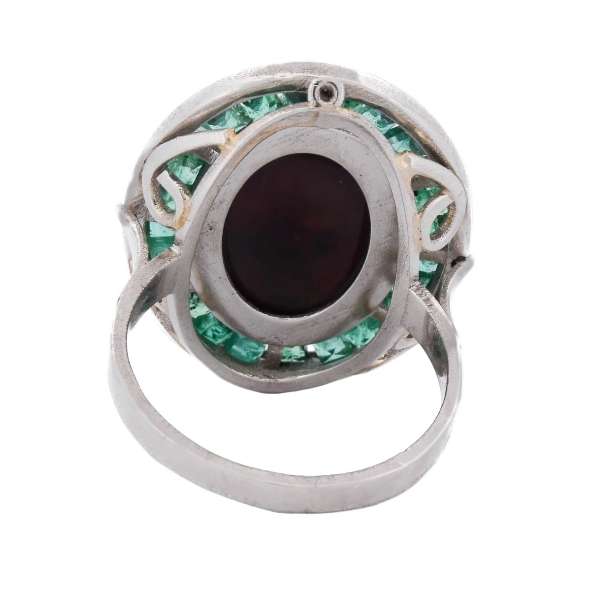 Bague Cocktail en platine, opale et émeraudes - Castafiore