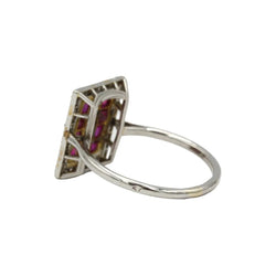Bague Cocktail en platine, rubis et diamants - Castafiore