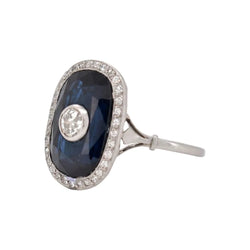 Bague Cocktail en platine, saphir et diamants - Castafiore