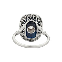 Bague Cocktail en platine, saphir et diamants - Castafiore