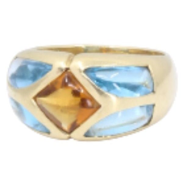 Bague Cocktail FRED en or jaune, citrine et topazes - Castafiore