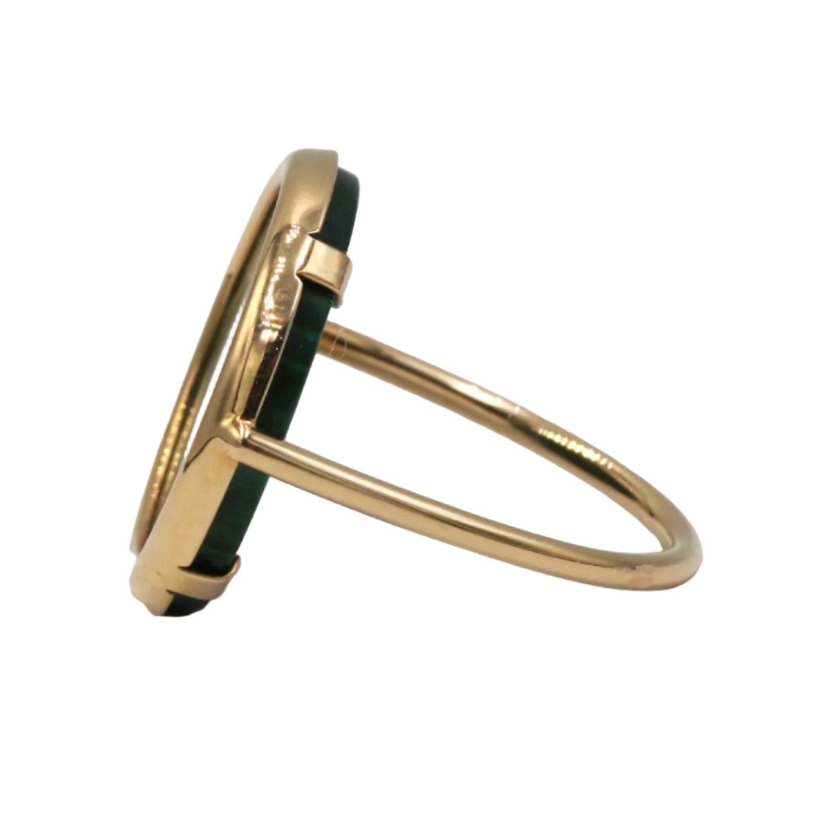 Bague Cocktail GINETTE NY "Disc Ring Ever" en or rose et malachite - Castafiore