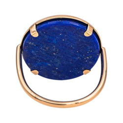 Bague Cocktail GINETTE NY "Ever Lapis Disc" en or rose et lapis - lazuli - Castafiore