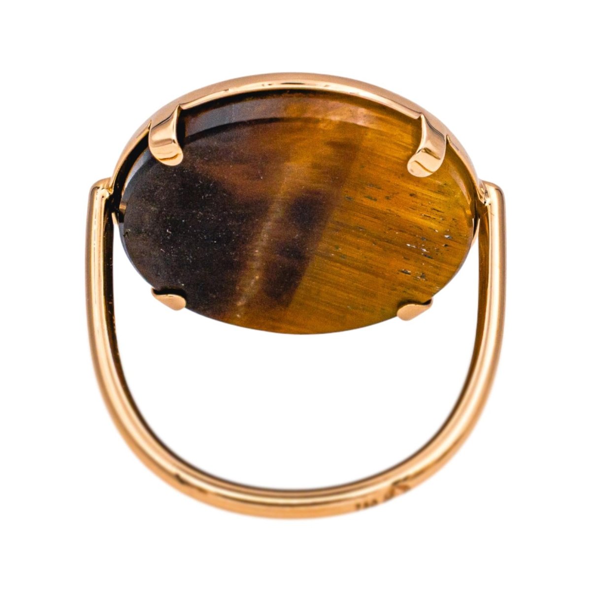 Bague Cocktail GINETTE NY "Ever Tiger Eye Disc" en or rose et oeil du tigre - Castafiore