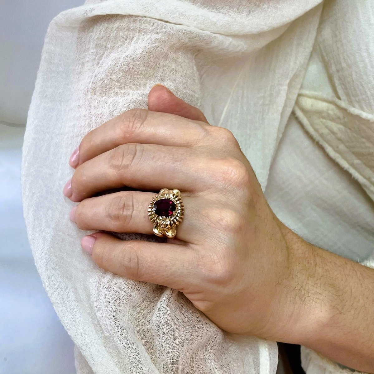 Bague Cocktail grenat rhodolite en or jaune - Castafiore