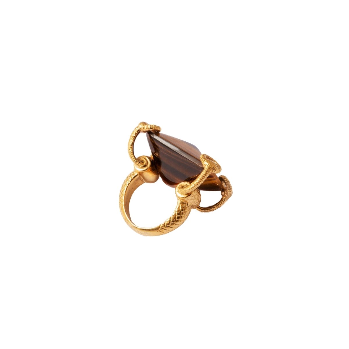 Bague Cocktail GUCCI en vermeil et œil de tigre - Castafiore