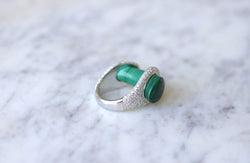 Bague Cocktail Gucci, malachite et diamants sur or blanc - Castafiore