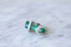 Bague Cocktail Gucci, malachite et diamants sur or blanc - Castafiore