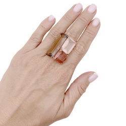 Bague Cocktail H.STERN en or blanc, quartz, tourmaline et diamants - Castafiore