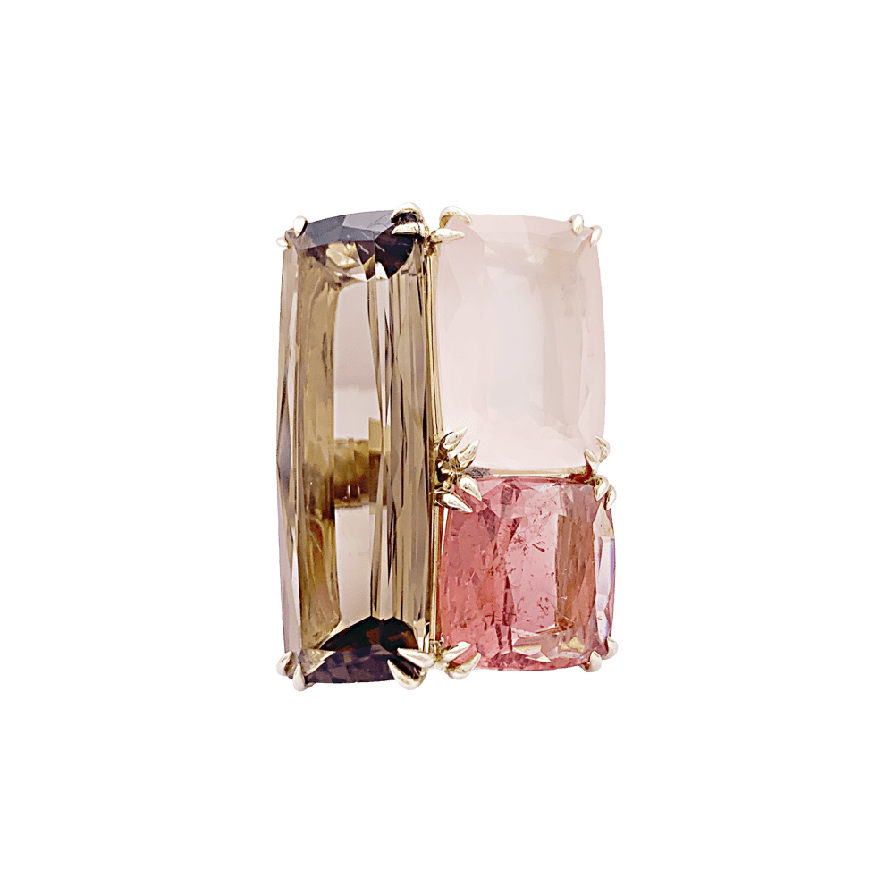Bague Cocktail H.STERN en or blanc, quartz, tourmaline et diamants - Castafiore