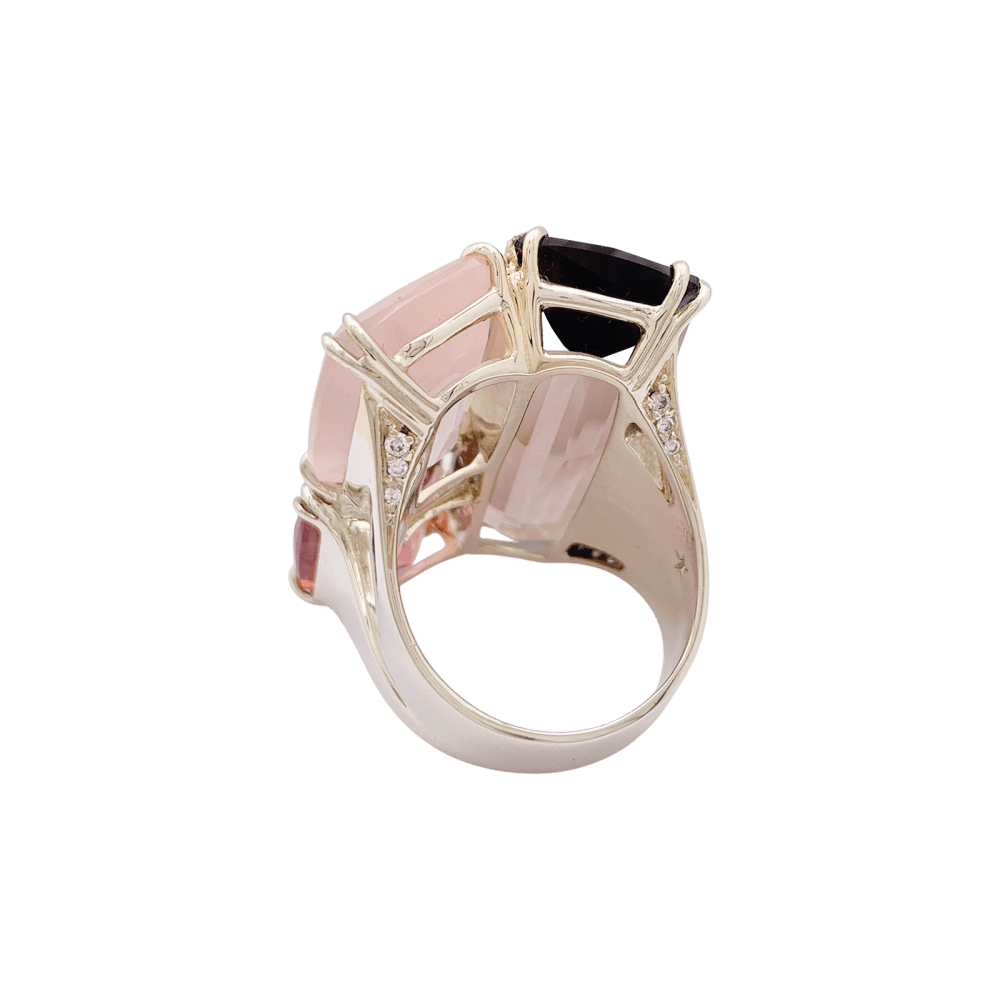 Bague Cocktail H.STERN en or blanc, quartz, tourmaline et diamants - Castafiore