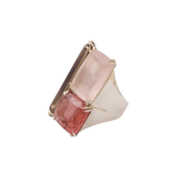 Bague Cocktail H.STERN en or blanc, quartz, tourmaline et diamants - Castafiore