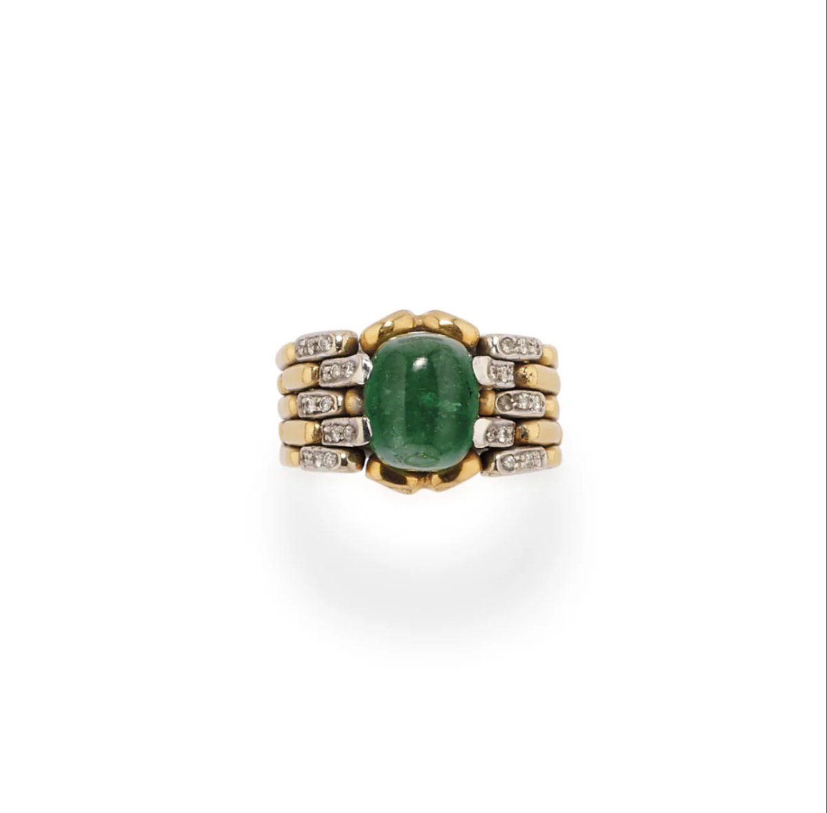 Bague cocktail Legnazzi en Emeraude et Diamants - Castafiore