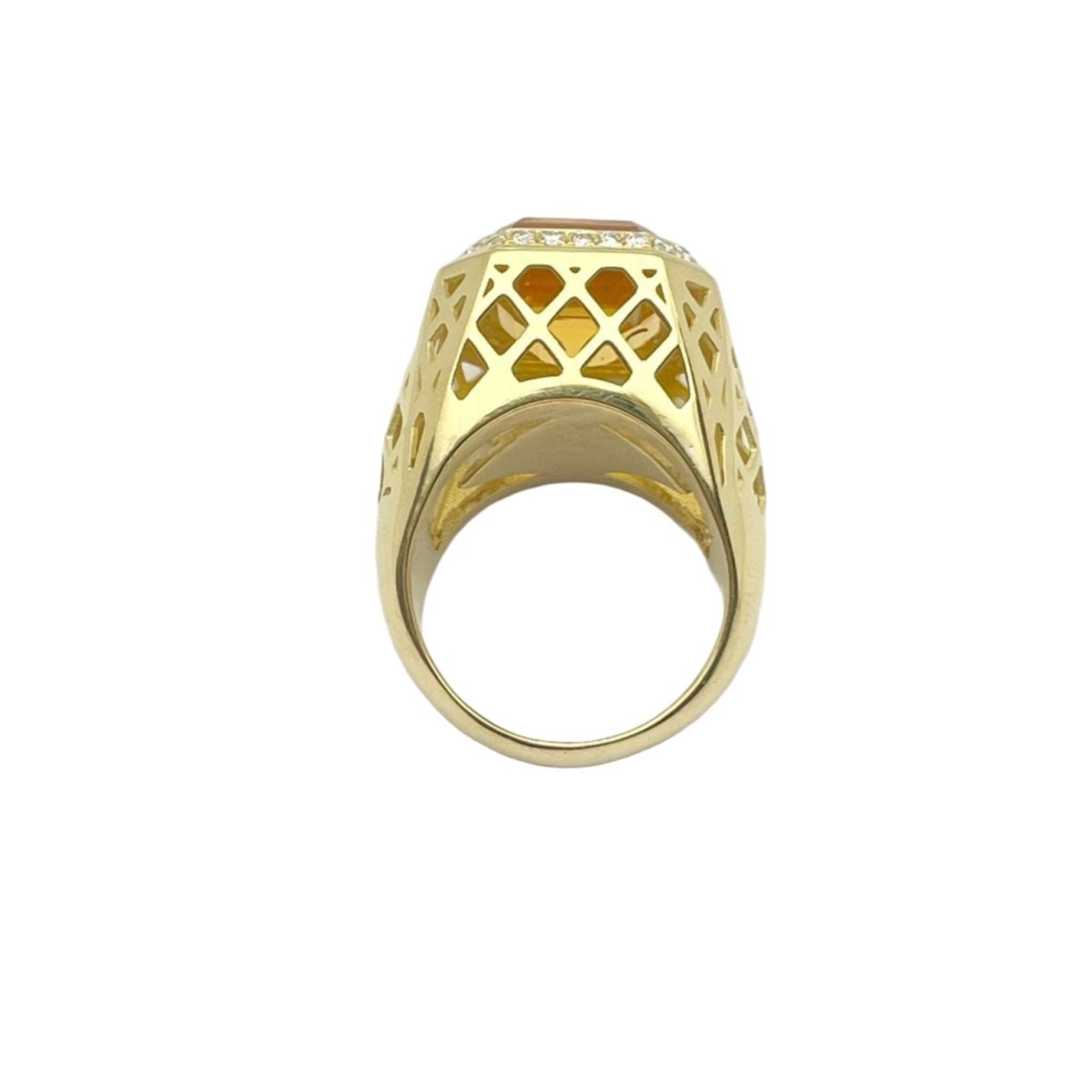 Bague Cocktail LUCIANO SOMENZI en or jaune, citrine et diamants - Castafiore