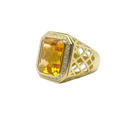 Bague Cocktail LUCIANO SOMENZI en or jaune, citrine et diamants - Castafiore