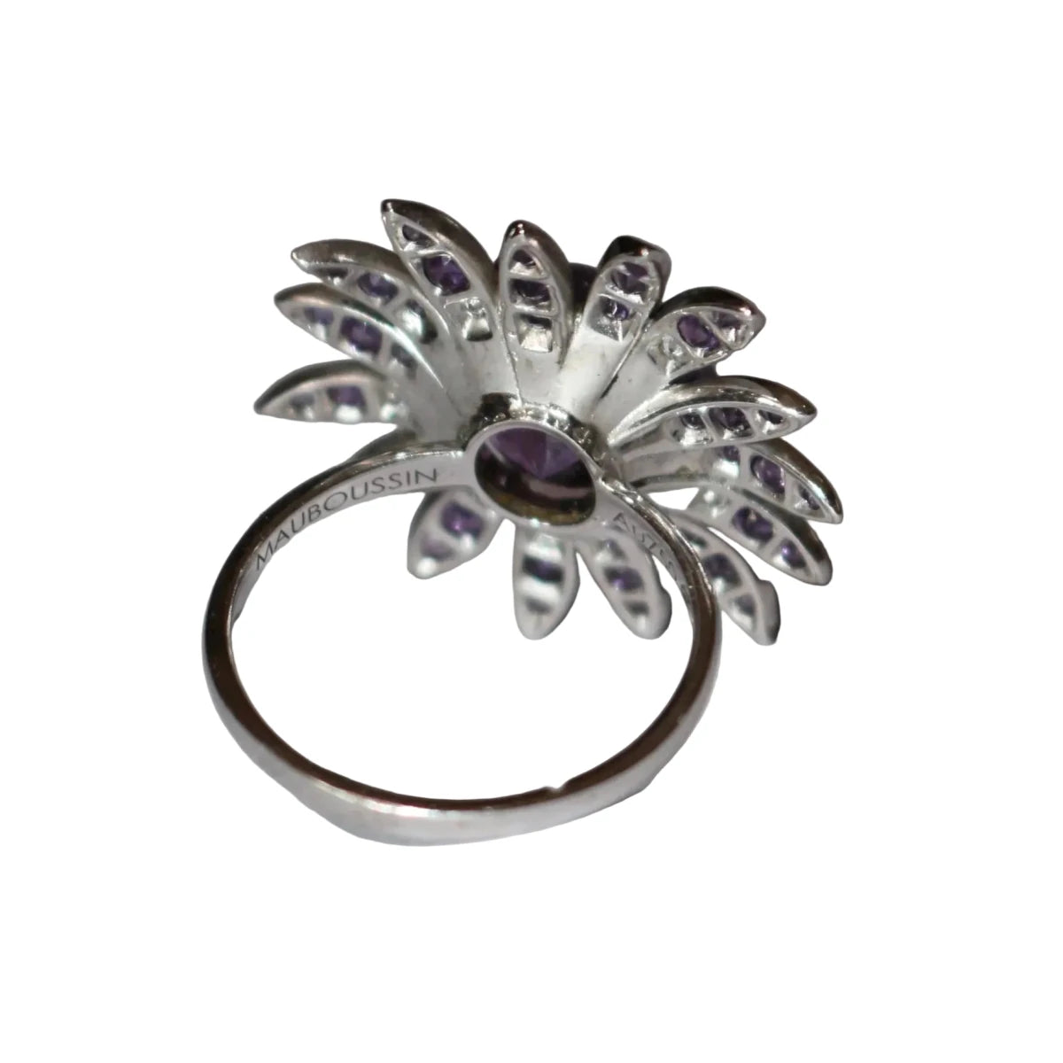 Bague Cocktail MAUBOUSSIN en or blanc, améthystes et diamants - Castafiore