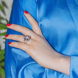 Bague Cocktail MAUBOUSSIN "Mes couleurs à toi" en or blanc, améthyste et diamants - Castafiore