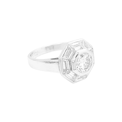 Bague Cocktail MELLERIO en platine et diamants - Castafiore