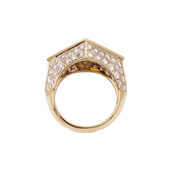 Bague Cocktail O.J PERRIN en or jaune, améthyste, citrine et diamants - Castafiore