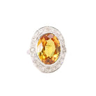 Bague cocktail or blanc citrine diamants - Castafiore