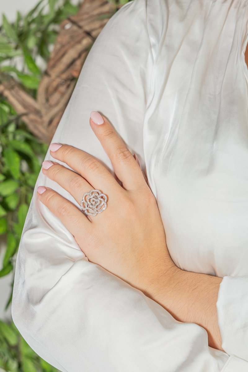 Bague Cocktail Or blanc Diamant - Castafiore