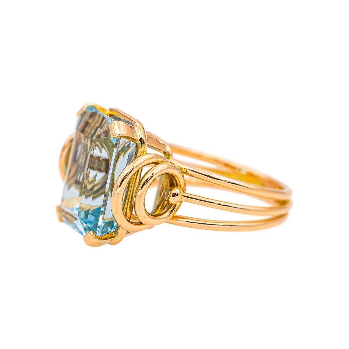 Bague Cocktail Or jaune Aigue - marine - Castafiore