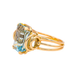 Bague Cocktail Or jaune Aigue - marine - Castafiore
