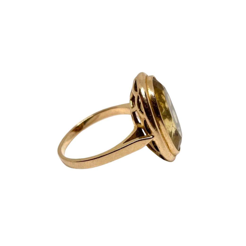Bague cocktail or jaune citrine 8,5 carats - Castafiore