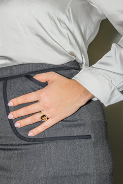 Bague Cocktail Or jaune Quartz fumé - Castafiore