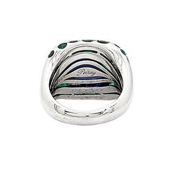 Ring Poiray "Cabaret white gold, iolite and emeralds.