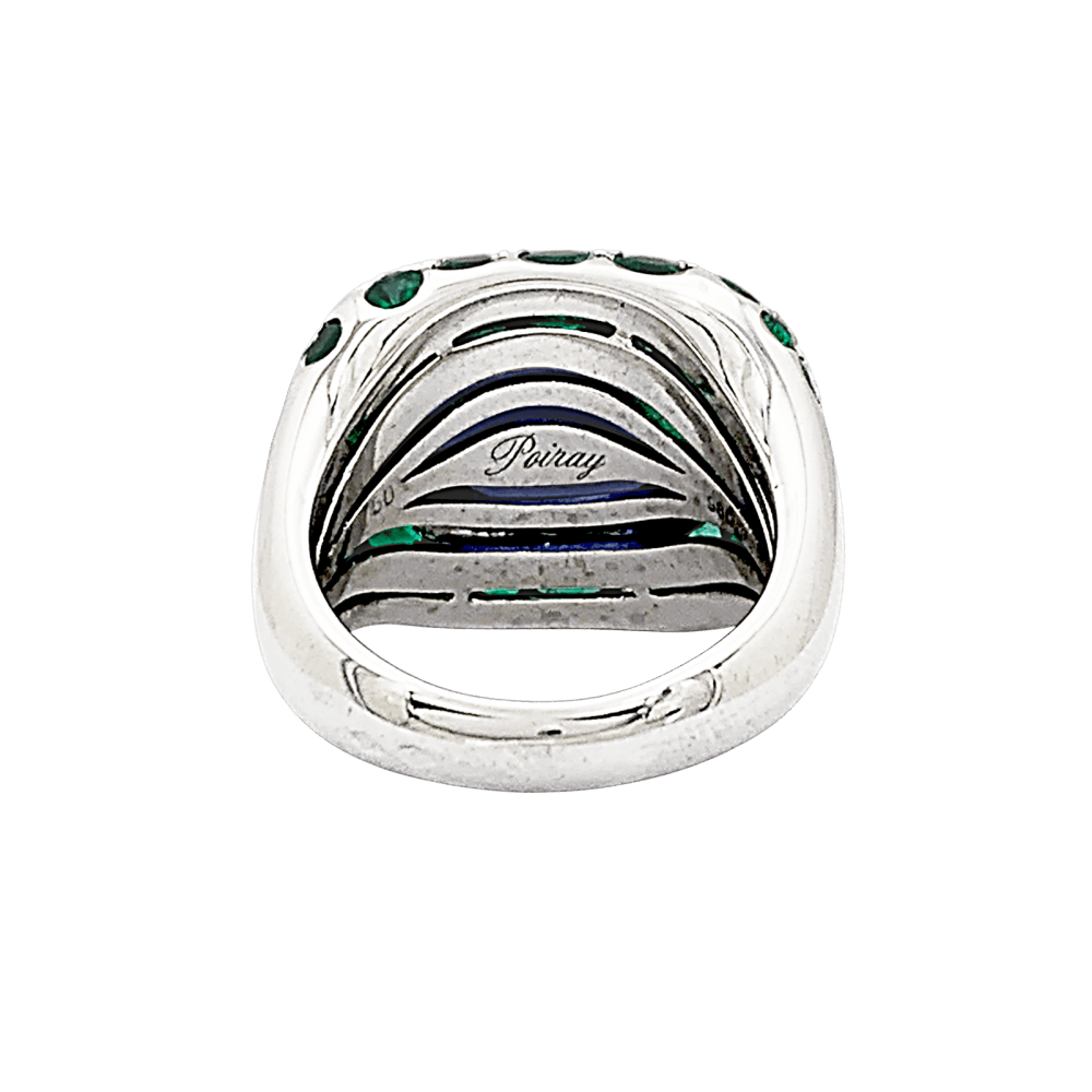 Ring Poiray "Cabaret white gold, iolite and emeralds.