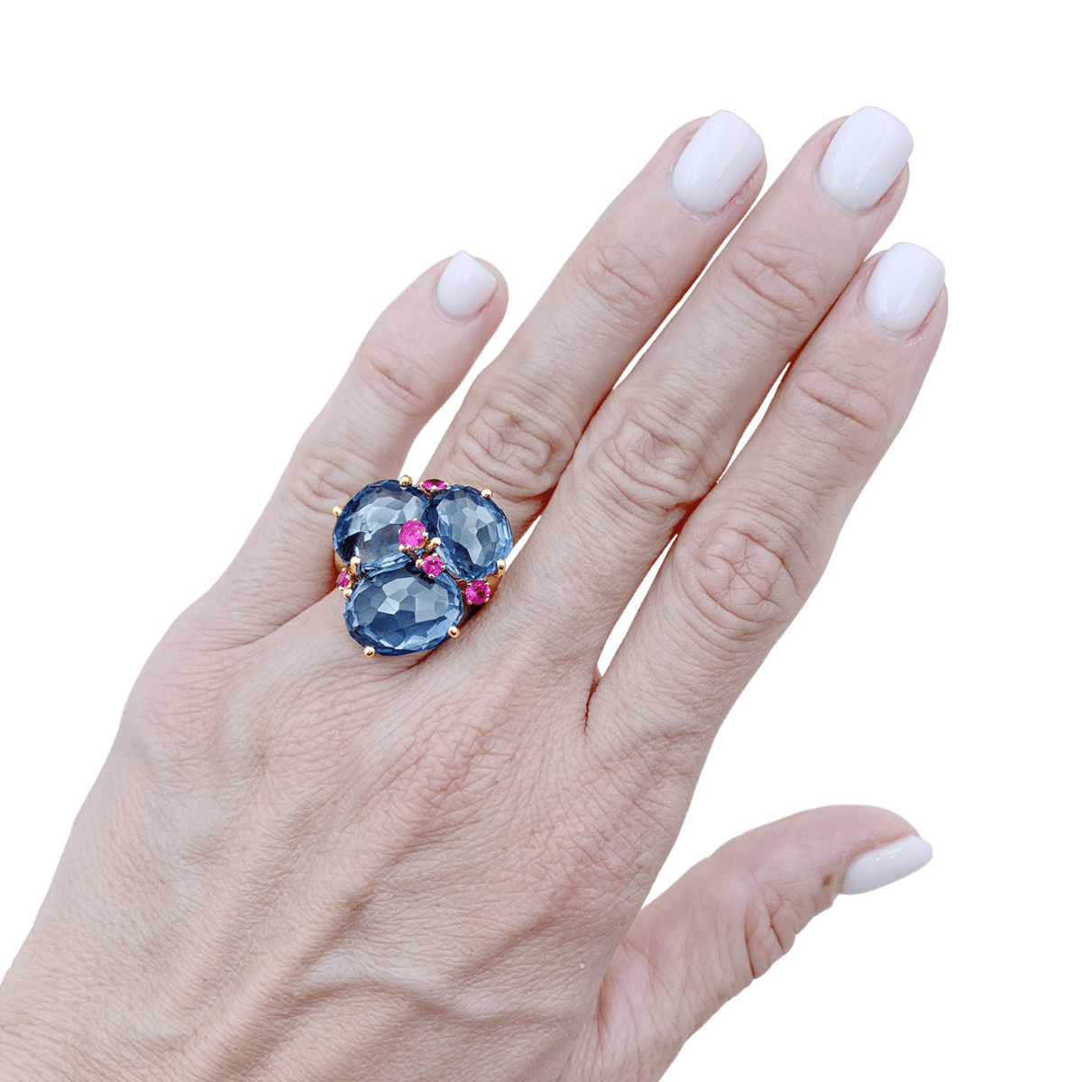 Bague Cocktail POMELLATO "Bahia" en or rose, topazes et saphirs - Castafiore