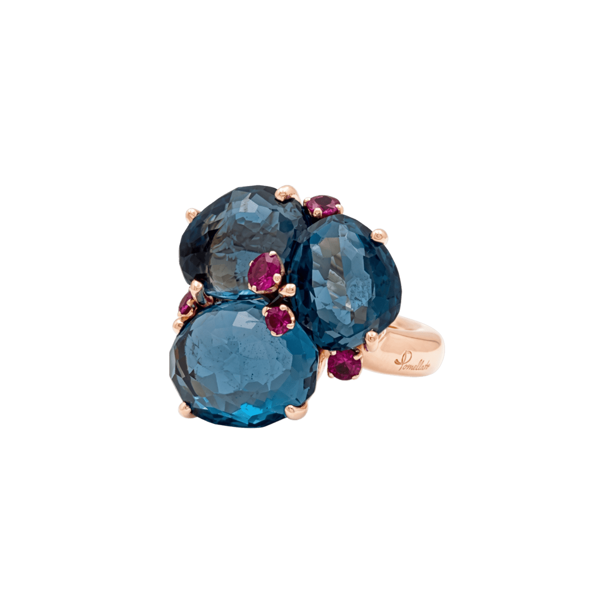 Bague Cocktail POMELLATO "Bahia" en or rose, topazes et saphirs - Castafiore
