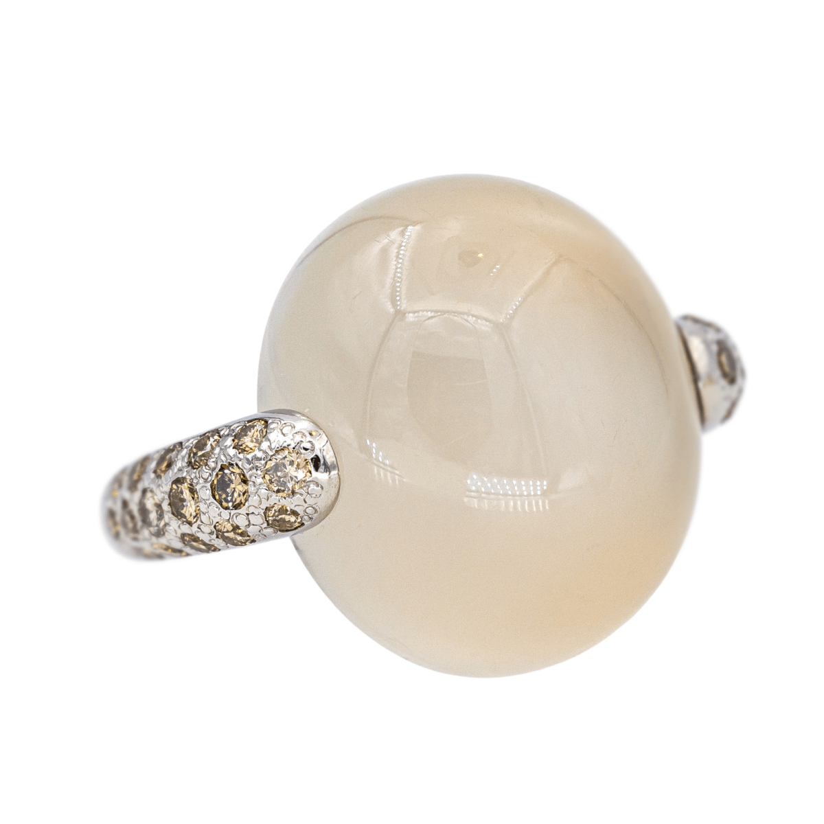 Bague Cocktail POMELLATO "Luna" en or blanc, pierre de lune et diamants - Castafiore