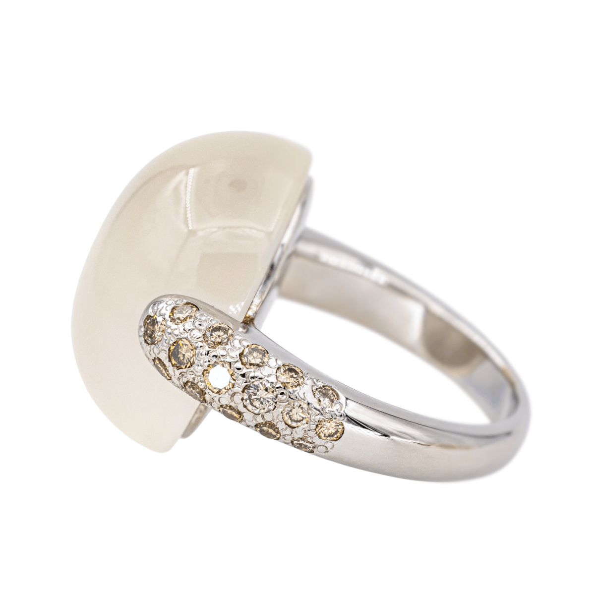 Bague Cocktail POMELLATO "Luna" en or blanc, pierre de lune et diamants - Castafiore