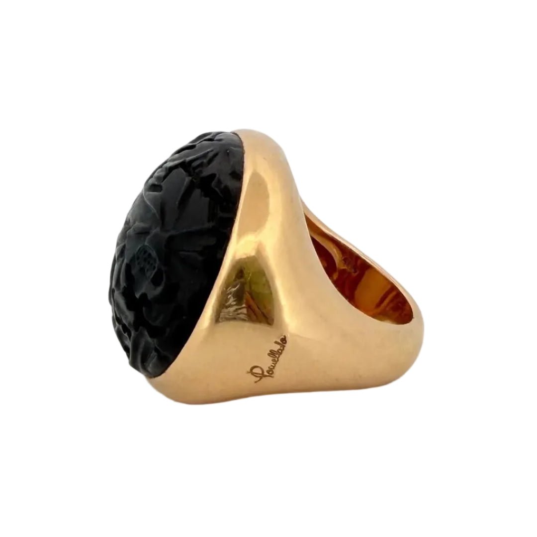 Bague Cocktail POMELLATO "Victoria Jet" en or jaune, jaiset diamant - Castafiore
