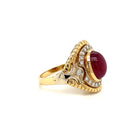 Bague cocktail rétro 5 carats rubis et diamant - Castafiore