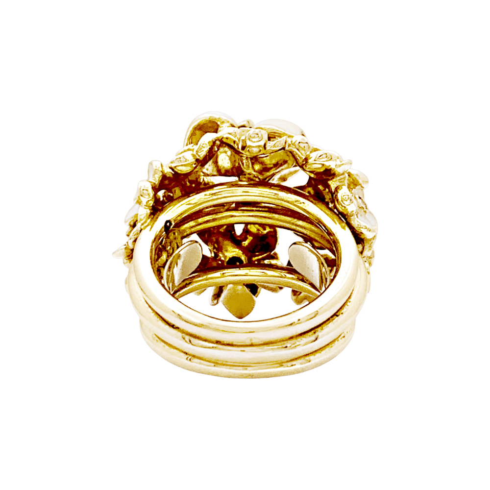 Bague Cocktail ROBERTO COIN en or blanc, or rose, émail et diamants - Castafiore