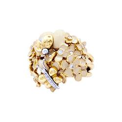 Bague Cocktail ROBERTO COIN en or blanc, or rose, émail et diamants - Castafiore